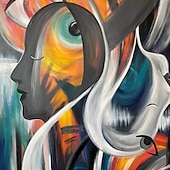 お買い得  人物画-手作り油絵キャンバス壁アート装飾モダンライト高級クリエイティブ抽象フィギュアホテルクラブ家の装飾ロールフレームレス未延伸絵画