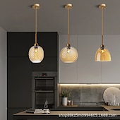 abordables Suspension-Lampes suspendues à LED îlot de cuisine en verre 10 &quot;éclairage en verre soufflé à la main luminaires d&#039;entrée de foyer de ferme moderne globe suspendu au plafond sur la table ambre/gris fumé 110-240v