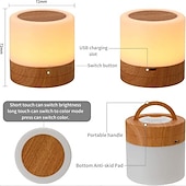 economico Lucine notturne per bambini e neonati-lampada da comodino con sensore tattile a luce notturna per cameretta dei bambini luce bianca calda dimmerabile ricaricabile + cambio colore rgb