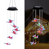 economico Luci paesaggistiche-campanelli eolici solari a led luci esterne luci a farfalla cangianti luci esterne solari impermeabili 6 led campanelli eolici luci ad energia solare per la decorazione di finestre di casa, giardino, patio