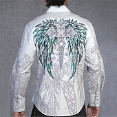 ieftine cămăși occidentale pentru bărbați-Bărbați Totem Cămașă Cămașă occidentală Cămașă de cowboy Manșon Lung Modă Designer Casual În aer liber Concediu Toamna iarna Răsfrânt Imprimeu Buton în jos Alb Mov Trifoi Albastru + Albastru Gri