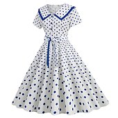 olcso Ruhák-Pöttyös Retró 1950-es Egy vonalú ruha Rockabilly Swing ruha Pöttyös Női Alkalmi / Napi Lánybúcsú Felnőttek Ruha Hazatérő ruhák