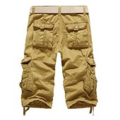 お買い得  クラシック-男性用 カーゴショーツ ハイキング ショーツ 脚巾着 マルチポケット 複数のポケット 平織り 高通気性 屋外 ふくらはぎ丈 カジュアル 日常 ストリートファッション スタイリッシュ アーミーグリーン ワイン 伸縮性なし