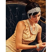 economico Accessori e altro-Copricapo flapper anni '20 fascia ruggente anni '20 grande fascia gatsby catena per accessorio per capelli vintage da donna (a-argento)