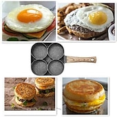 economico Utensili uovo-Padella antiaderente a 4 fori con manico in legno - perfetta per uova, pancake, hamburger &amp; Di più!