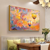 cheap Still Life Paintings-Mintura Handmade Hot Air Balloon Oil Paintings On Canvas Wall Art Decoration Modern Abstract Picture For Home Decor Rolled Frameless Unstretched Painting