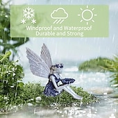 cheap Garden Sculptures&amp;Statues-Fairy Statue,Fairy Angel Crafts, Resin Garden Sculpture Butterfly Wings Flower Elf Outdoor Decoration, For Home Decor Patio Lawn