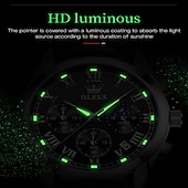levne Quartz hodinky-OLEVS Quartz hodinky pro muže Módní obchodní oděvní voděodolné náramkové hodinky Prodyšné kožené quartz hodinky Chronograf Sportovní hodinky Dárky pro muže