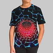cheap Boy&#039;s 3D Vision &amp; Geometry-Boys 3D Graphic Color Block Optical Illusion T shirt Tee Short Sleeve 3D Print Summer Sports Streetwear Basic Kids 3-12 Years