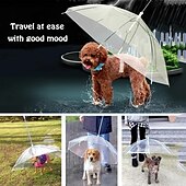 baratos Chapéus de Chuva-suprimentos para animais de estimação guarda-chuva de pelúcia cachorro pequeno guarda-chuva com coleira coleira de cachorro