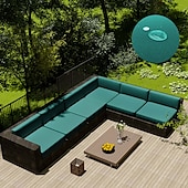 abordables Funda para Cojines de Patio-2 fundas de cojín para patio, 100 % impermeables, para sofá de exterior, de mimbre, funda de asiento de sofá impermeable, funda de silla de mimbre Oxford, protector de muebles
