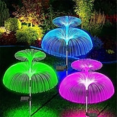 abordables Luces de camino y linternas-luces solares al aire libre nueva luz de medusas solar mejorada impermeable cambio de color flores solares luces de jardín para camino patio cubierta pasarela decoración de navidad