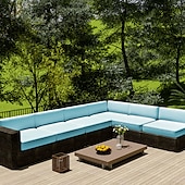 abordables Funda para Cojines de Patio-2 fundas de cojín para patio, 100 % impermeables, para sofá de exterior, de mimbre, funda de asiento de sofá impermeable, funda de silla de mimbre Oxford, protector de muebles