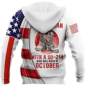 tanie Wzór flagi-Męskie Wzory graficzne Flagi Bluza z Kapturem Z kapturem Bluzy Rozpinana bluza z kapturem Długi rękaw Bluza z kapturem Kaptur Moda miejska Druk 3D Sport i turystyka Codzienny Sport Biały + Jasnoszary