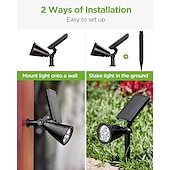 cheap Outdoor Spotlights-Solar Spot Lights Outdoor 2-in-1 Solar Landscape Spotlights Security Lights IP65 Waterproof Wall Lights for Walkway Yard Garden Driveway Pathway Garden 4/7 LED Beads