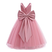 preiswerte Blumenmädchenkleider-kinderkleidung Mädchen Blumenmädchen Kleid Kleid Party Kleid Feste Farbe Ärmellos Formal Leistung Hochzeit Gitter Rückenfrei Elegant Modisch bezaubernd Polyester Maxi abendkleider Schaukelkleid