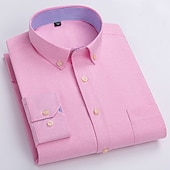 preiswerte Oxford-Hemden für Herren-Herren Oberhemd Gestreiftes Hemd Hemd Bügelfreies Hemd Oxford Hemd Kariert / Gestreift / Chevron Hochzeit Büro &amp; Karriere Hellblau Dunkelrot Rote Dunkelmarine Langarm Hemdkragen Ganzjährig Bekleidung