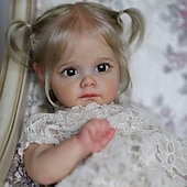 abordables Poupées-22 pouce Poupée Reborn Jouet pour Bébé &amp; Nourrisson Poupée Reborn Toddler Poupée Poupée bébé Reborn Bébé Nouveau née réaliste Cadeau Vinyle W-2142JS cadeaux noël enfant avec vêtements et accessoires