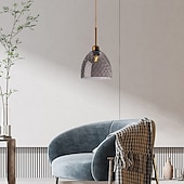abordables Suspension-Lampes suspendues à LED îlot de cuisine en verre 10 &quot;éclairage en verre soufflé à la main luminaires d&#039;entrée de foyer de ferme moderne globe suspendu au plafond sur la table ambre/gris fumé 110-240v