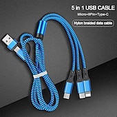 cheap Cell Phone Cables-Multi Charging Cable 3.9ft USB A to Type C / Micro / IP 3 A Fast Charging Nylon Braided Durable 3 in 1 For Macbook iPad Samsung Phone Accessory