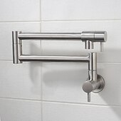 cheap Wall Mount-Pot Filler Bathroom Faucet Only Cold Water Stainless Steel, Brushed Golden Nickel Foldable Sink Wall Mount Folding Fill Pot Basin Tap Double Joint Swing Arm Single Hole 2 Handle