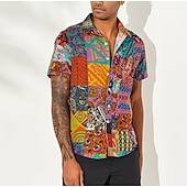 voordelige Bovenkanten-Jaren &#039;60 Hippie Jaren &#039;70 Blouse / overhemd Hippie Schijf Grote maten Voor heren Vrijgezellenfeest Prideparade Trots maand Volwassenen Blouse