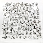 economico kit per la creazione di perline-300pcs/set orecchini di pendente d&#039;argento tibetani della lega piccoli pendenti accessori fai da te dei monili