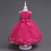 preiswerte Partykleider-kinderkleidung Mädchen Kleid Party Kleid Feste Farbe Ärmellos Formal Hochzeit Besondere Anlässe Gitter Modisch bezaubernd Prinzessin Baumwolle Maxi abendkleider Schaukelkleid A Linie Kleid Sommer
