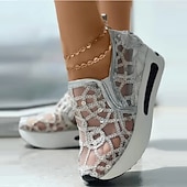 preiswerte Damen-Sneaker-Damen Slip-On-Sneaker aus goldenem Pailletten-Mesh mit Plateausohle – stylische Freizeitschuhe für Partys und besondere Anlässe