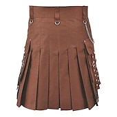 baratos Partes inferiores-kilts utilitários escoceses para homens kilt plissado de linho retrô vintage medieval punk gótico steampunk
