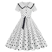 olcso Ruhák-Pöttyös Retró 1950-es Egy vonalú ruha Rockabilly Swing ruha Pöttyös Női Alkalmi / Napi Lánybúcsú Felnőttek Ruha Hazatérő ruhák