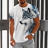 ieftine Tricouri cu imprimeu animal-Bărbați Grafic Animal Lup Tricou Manșon scurt Tricou Tipărire 3D Stil Nautic Cămașă Epocă Modă Designer În aer liber Zilnic Sport Roșu-aprins Trifoi Albastru Închis Primavara vara Îmbrăcăminte S M L