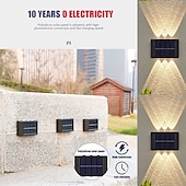 economico Applique per esterni-Lampada Da Parete Solare Con Luce Su E Giù 6 Led Per Esterni Impermeabile Cortile Illuminazione Per Esterni Villa Muro Recinzione Portico Illuminazione Decorazione Luci Solari Da Parete Per Lavaggio