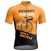 voordelige Heren shirts-21Grams Voor heren Wielrenshirt Korte mouw Fietsen Kleding Bovenlichaam met 3 achterzakken Bergracen Wegwielrennen Ademend Sneldrogend Vochtregelerend Reflecterende strips Donker Grijs Zwart Geel