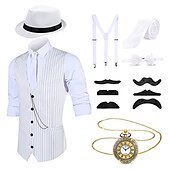 billiga Outfits-Retro / vintage Glada 20-talet 1920-talet Kläder Väst Panamahatt Den store Gatsby Herre Mode Herr Jul Halloween Karnival Bal Möhippa Festival Vuxna Kravatt Väst Hatt Alla årstider