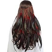 economico Accessori per acconciature-copricapo boho copricapo di piume accessori piuma fascia elastica zingara festival copricapo fantasia indiana anni &#039;70