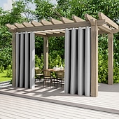 billiga Vattentäta gardiner-2 paneler utomhusgardiner vattentäta för inomhusbröllop uteplats tjock avskildhet grommet gardiner för bröllop sovrum, vardagsrum, veranda, pergola, cabana