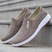 billiga Slip-ons och loafers till herrar-Herr Tofflor och Slip-Ons Slip-on sneakers Promenad Klassisk Ledigt Utomhus Dagligen Kanvas Andningsfunktion Loafers Kaffe Grå Randig Vår Höst