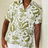 preiswerte Vögel &amp; Tiere-Herren Tier Leopard Hemd Hawaiihemd Sommerhemd Aloha-Shirt Kurze Ärmel Hemd Umlegekragen Tropisch Modisch Hawaiianisch Outdoor Strasse Hawaiianisch Schwarz Braun Grün S M L