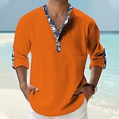 billiga Blommönster-Herr Blommig Tropiska blommor Skjorta Hawaii skjorta Aloha skjorta Långärmad Skjorta Hög krage Mode Streetwear Designer Utomhus Gata Ledigt Svart Vit Rodnande Rosa S M L