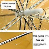baratos Chapéus de Chuva-suprimentos para animais de estimação guarda-chuva de pelúcia cachorro pequeno guarda-chuva com coleira coleira de cachorro