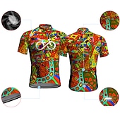 cheap Men's Jerseys-Men's Cycling Jersey Graphic Funny Boho Short Sleeve Bike Jersey Top with 3 Rear Pockets Mountain Bike MTB Road Bike Cycling Quick Dry Reflective Strips Back Pocket Moisture Wicking Sports Violet