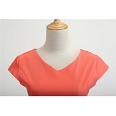 tanie Sukienki-Retro / vintage Lata 50. Sukienka z linii Rockabilly Sukienka huśtawka Krótki kimonowy Łuk Równina W serek Strój na bal maskowy Damskie Bal maskowy Spotkanie towarzyskie Herbaciane przyjęcie Codzienne