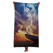 cheap Beach Towel Sets-1PC Beach Swimming Towels Tiger Lion Wolf Cartoon Animal Pattern Printing Folded Quick-Dry Soft Towels Home Decor Travel