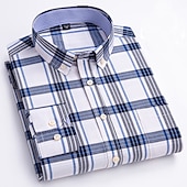 preiswerte Oxford-Hemden für Herren-Herren Oberhemd Gestreiftes Hemd Hemd Bügelfreies Hemd Oxford Hemd Kariert / Gestreift / Chevron Hochzeit Büro &amp; Karriere Hellblau Dunkelrot Rote Dunkelmarine Langarm Hemdkragen Ganzjährig Bekleidung