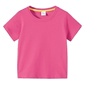 halpa T-paidat ja muut paidat-Lapset Poikien T-paita Tee Yhtenäinen väri Lyhythihainen Crewneck 100% puuvilla Lasten toppi Koulu Neutraali Päivittäin Perus Kesä Vaalean sininen 3-13 vuotta
