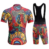 economico Set di abbigliamento da uomo-Per uomo Maglia con salopette corta da ciclismo Manica corta Ciclismo da montagna Cicismo su strada Giallo Rosso Azzurro cielo Pop art Bicicletta Completo tuta Pad 3D Traspirante Asciugatura rapida