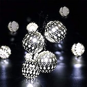 abordables Guirlandes solaires-Guirlande lumineuse solaire marocaine élégante pour réception de mariage, guirlande lumineuse à LED en forme de globe, éclairage d&#039;extérieur étanche, 8 modes d&#039;éclairage, boule lumineuse étanche