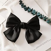 cheap Hair Styling Accessories-Big Satin Layered Hair Bows for Women Girls 7 Inch Pink Blue Barrette Hair Clip Large Ribbon Bows Style Hair Accessories