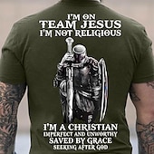 abordables Camiseta gráfica para hombres-Camiseta gráfica cristiana para hombres equipo Jesús no religioso camiseta de caballero salvado por gracia